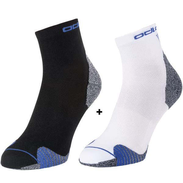 ODLO-MEDIUM CERAMICOOL RUN 2 LOT DE 2 BLACK-WHITE-NEBULAS BLUE - Running  socks