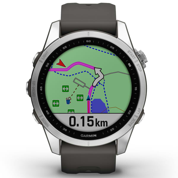 Montres de sport GARMIN, Garmin fenix 7S Silver avec Bracelet silicone  gris