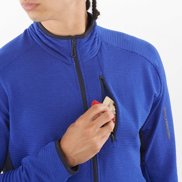 SALOMON-ESSENTIAL LTWARM FZ M SURF THE WEB/NIGHT - Fleece jacket