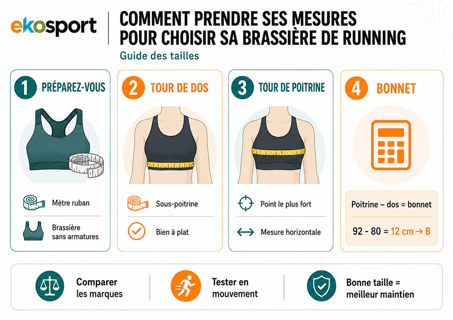 infographie prendre mesures brassière sport running tour dos poitrine bonnet guide tailles