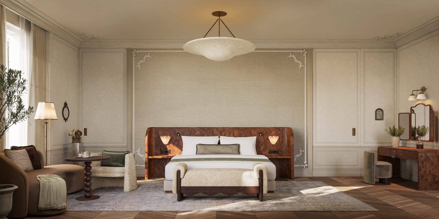 Rendering of a château suite at the Six Senses Loire Valley
