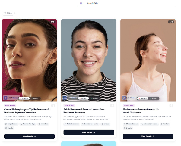 Masonry gallery layout with redesigned case modal