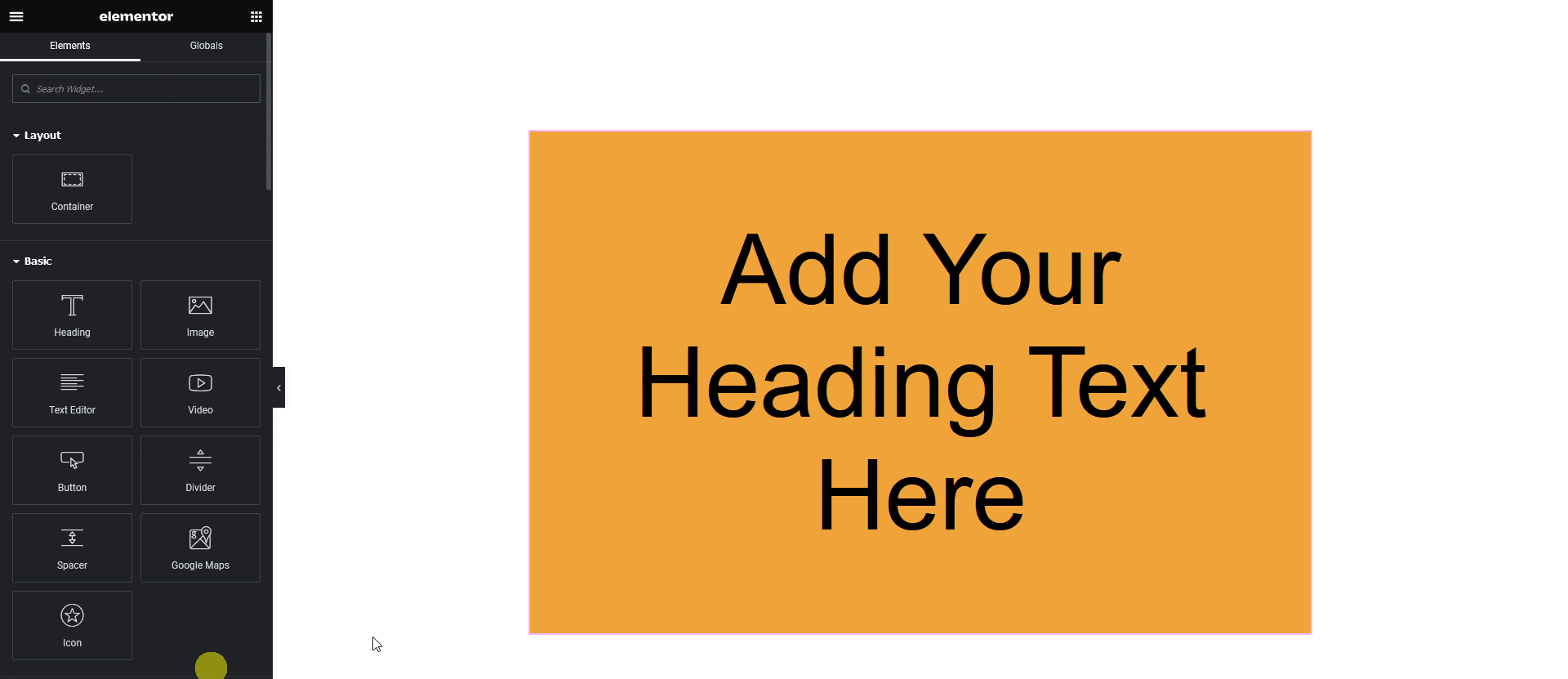 Exported Elementor template using the Site Title widget