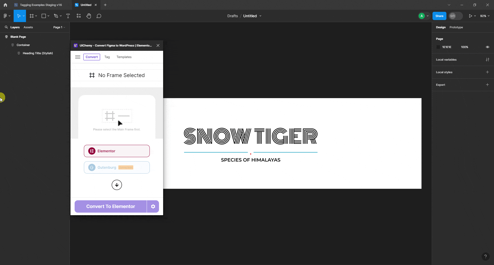 Tagging the Heading Title widget with a non-Modern style