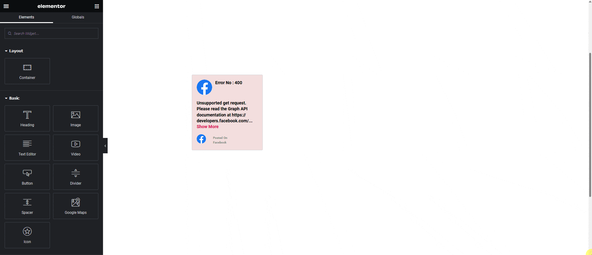 Exported Elementor template using the Social Review widget