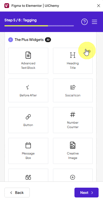 Available The Plus Widgets in the UiChemy panel