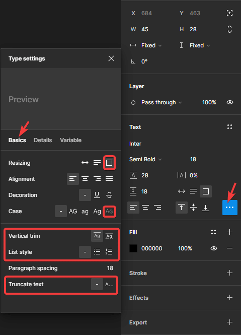 Basic type settings that aren't supported