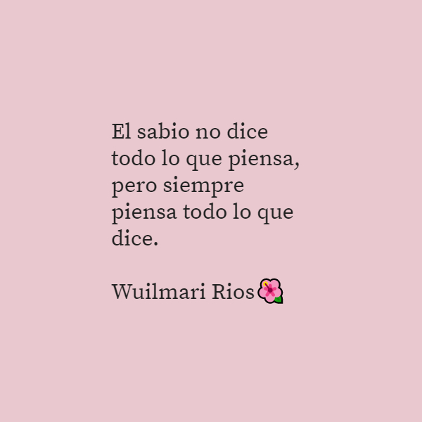 Frases para Reflexionar - El sabio no dice todo lo que piensa, pero siempre piensa todo lo que dice. Wuilmari Rios?