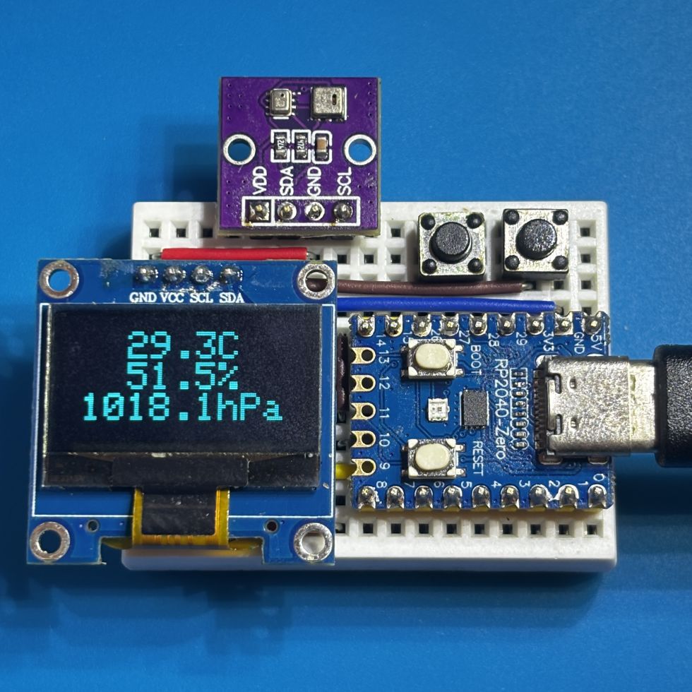RP2040-Zero グラフ表示対応のコンパクトな温湿度・気圧計の製作
