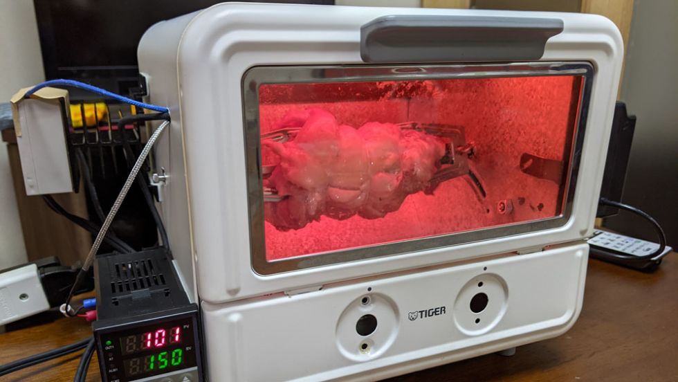 トースターを改造したロティサリーグリル「ぷちはっく ROASTER」