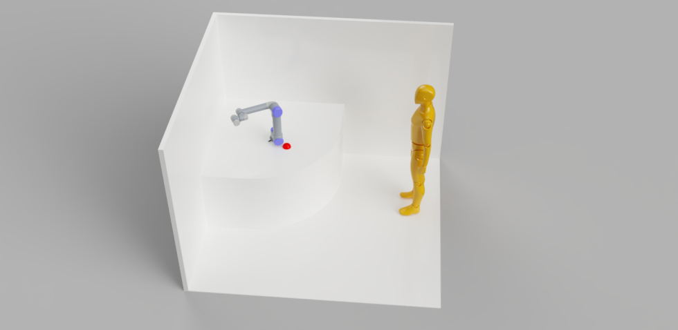 スマホカメラとObnizを使って人が近づいて危険になるとロボットの動きをゆっくりに/止めるシステム