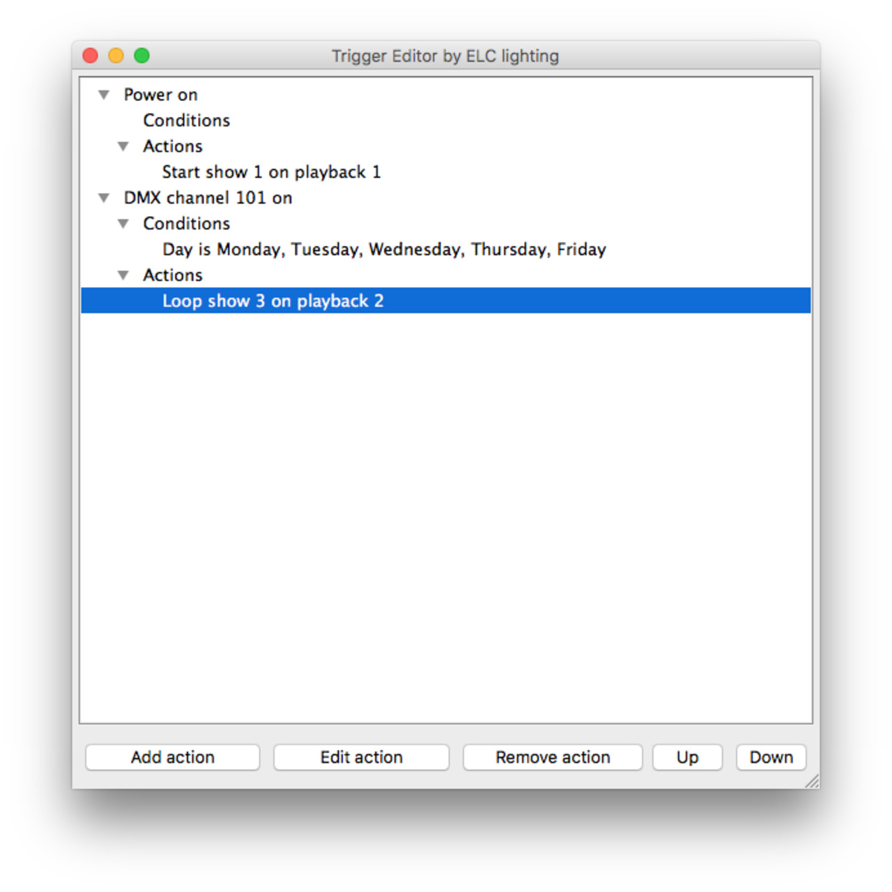 Showstore Trigger Editor