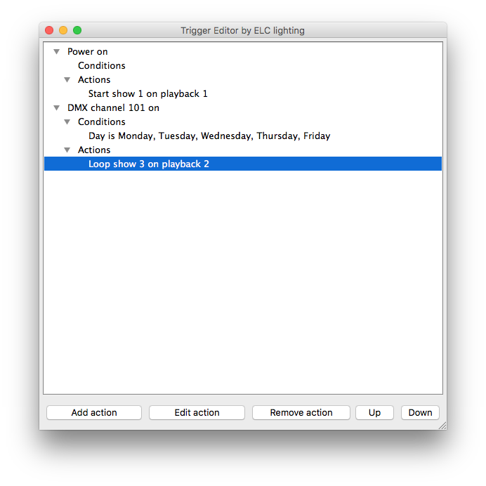 Showstore Trigger Editor - ELC Lighting