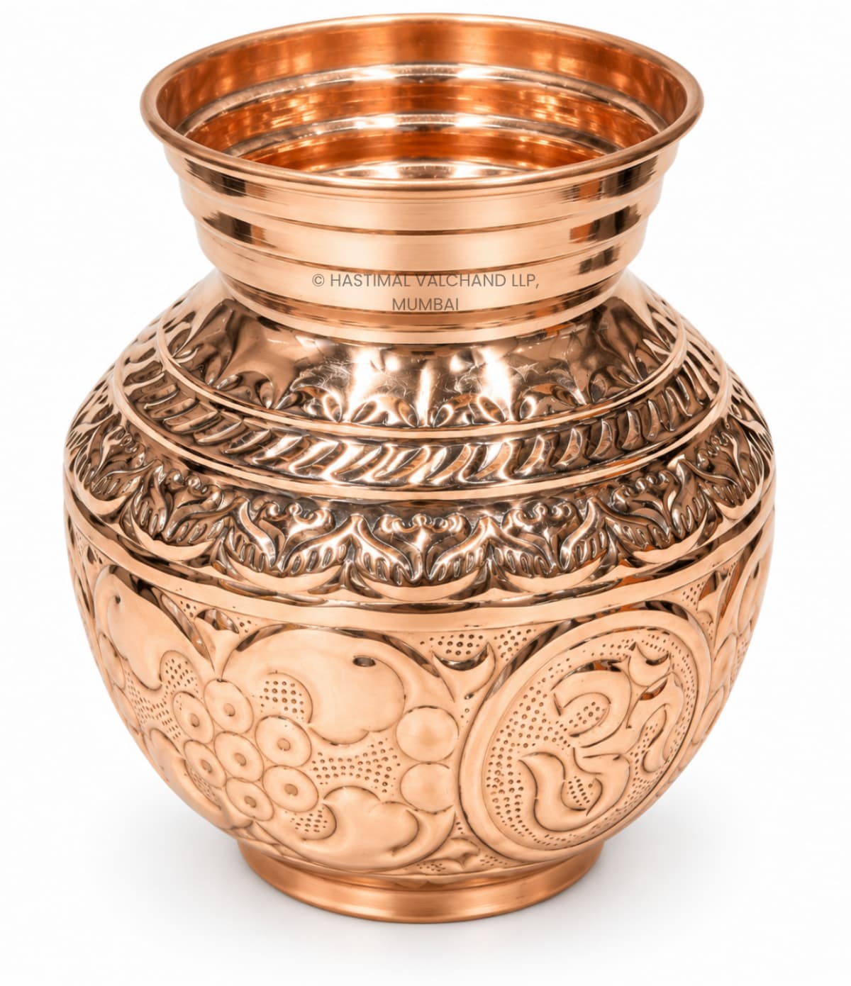 Copper Kalsi (Kalash) with Om and Swastik