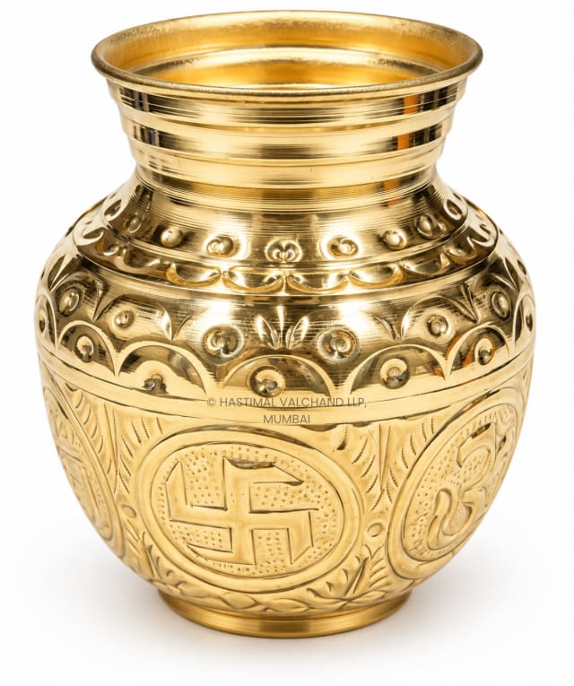 Brass Kalsi (Kalash) With Om and Swastik