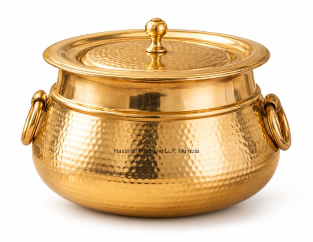 Brass Mughlai Deg Handi with Lid & Ring Handles