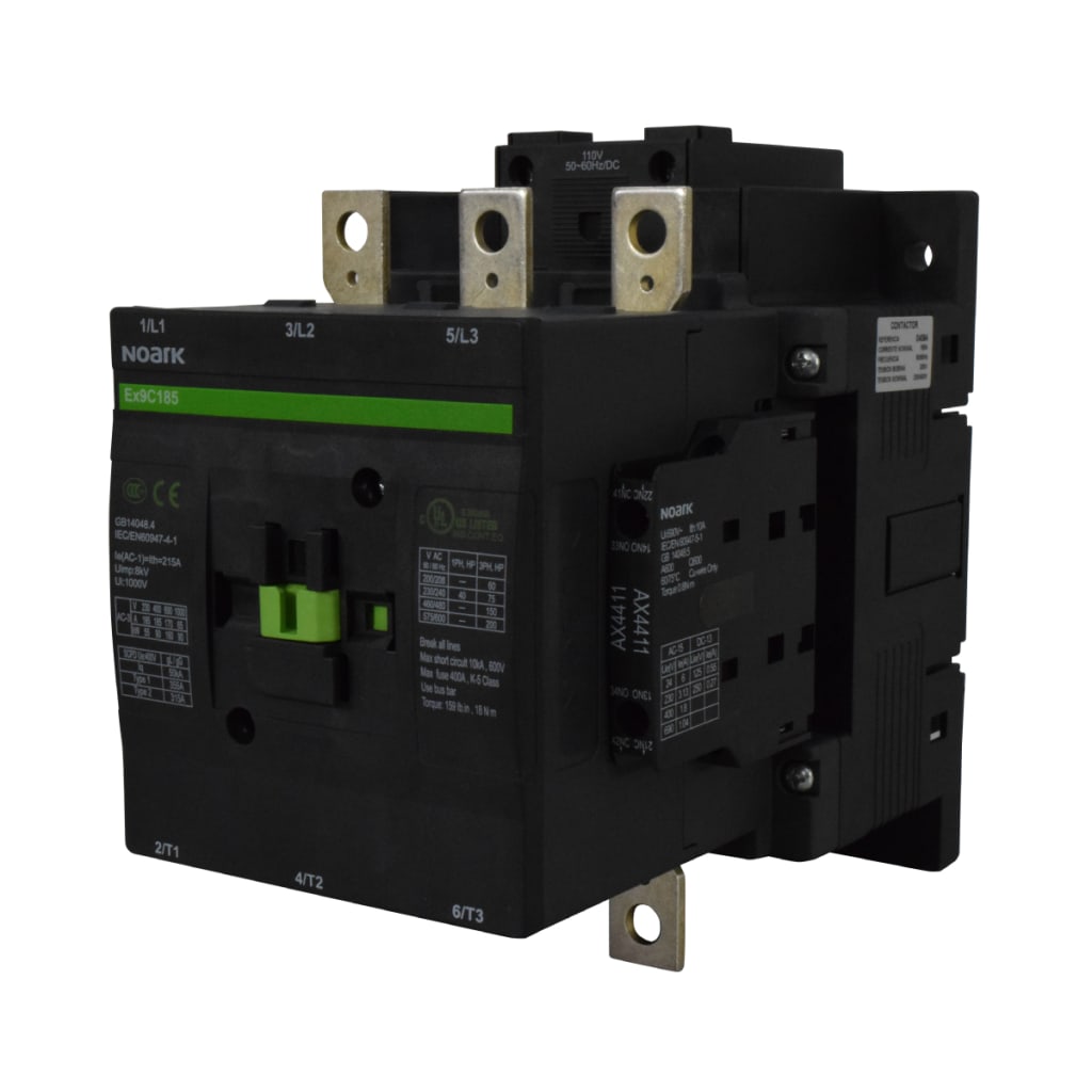 CONTACTOR 185A AC-3,  2 AX-NO, 2 AX-NC,  CONTROL A 110VAC/DC 50/60HZ.