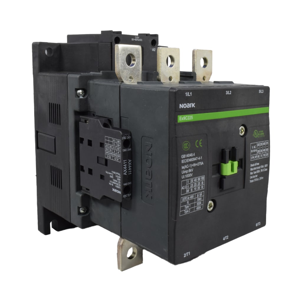 CONTACTOR 225A AC-3, 2 AX-NO, 2 AX-NC,  CONTROL A 110VAC/DC 50/60HZ.