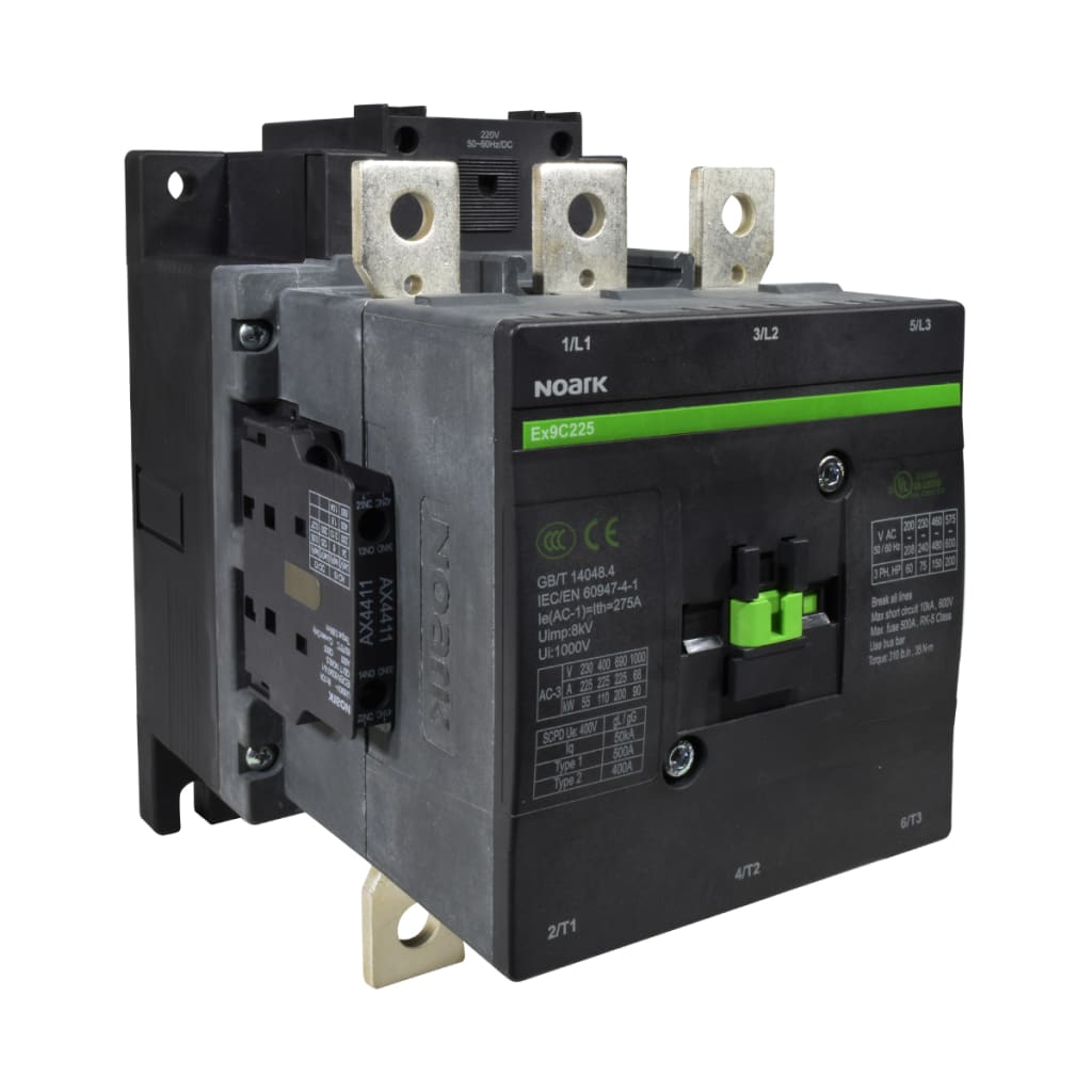 CONTACTOR 225A AC-3, 2 AX-NO, 2 AX-NC,  CONTROL A 220VAC/DC 50/60HZ.