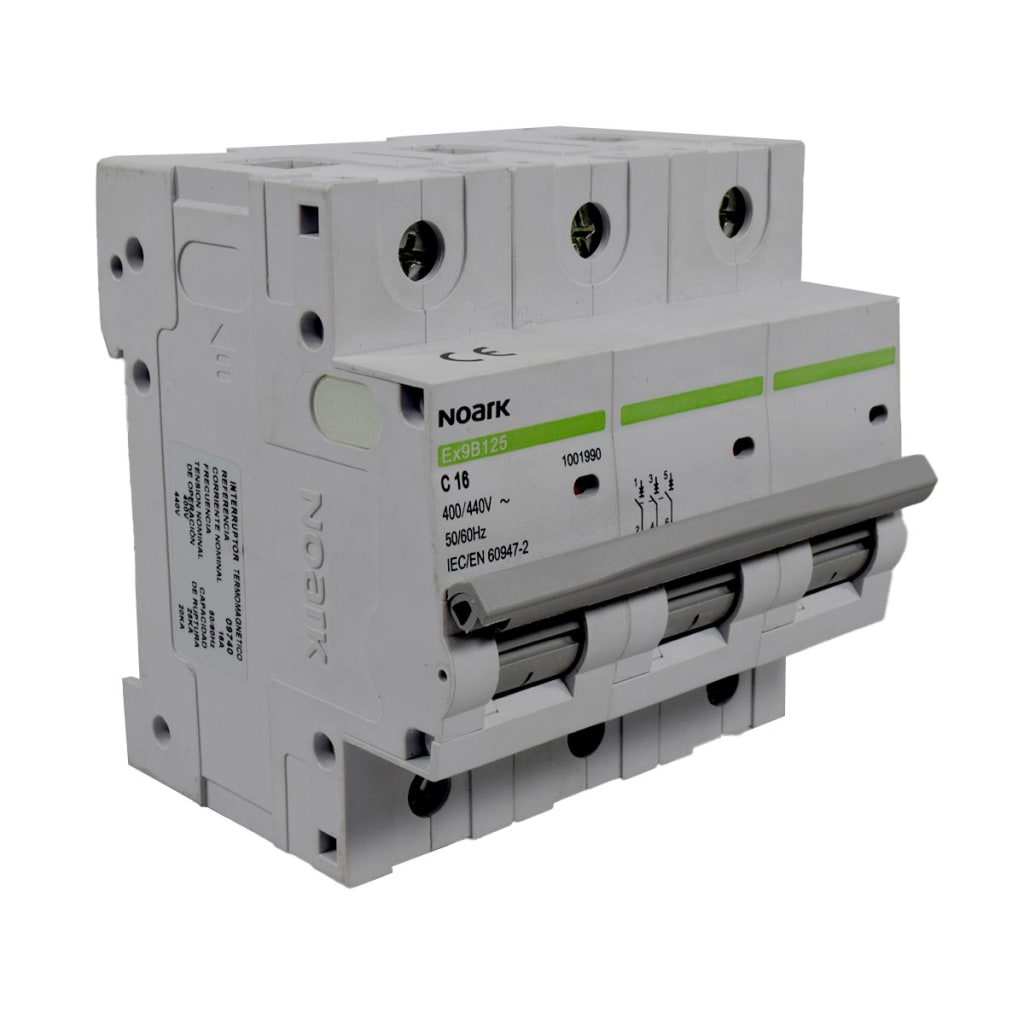 BREAKER PARA RIEL 3X 16A,  CURVA C,  240/400 VAC,  ICU=25KA, ICS=20KA.