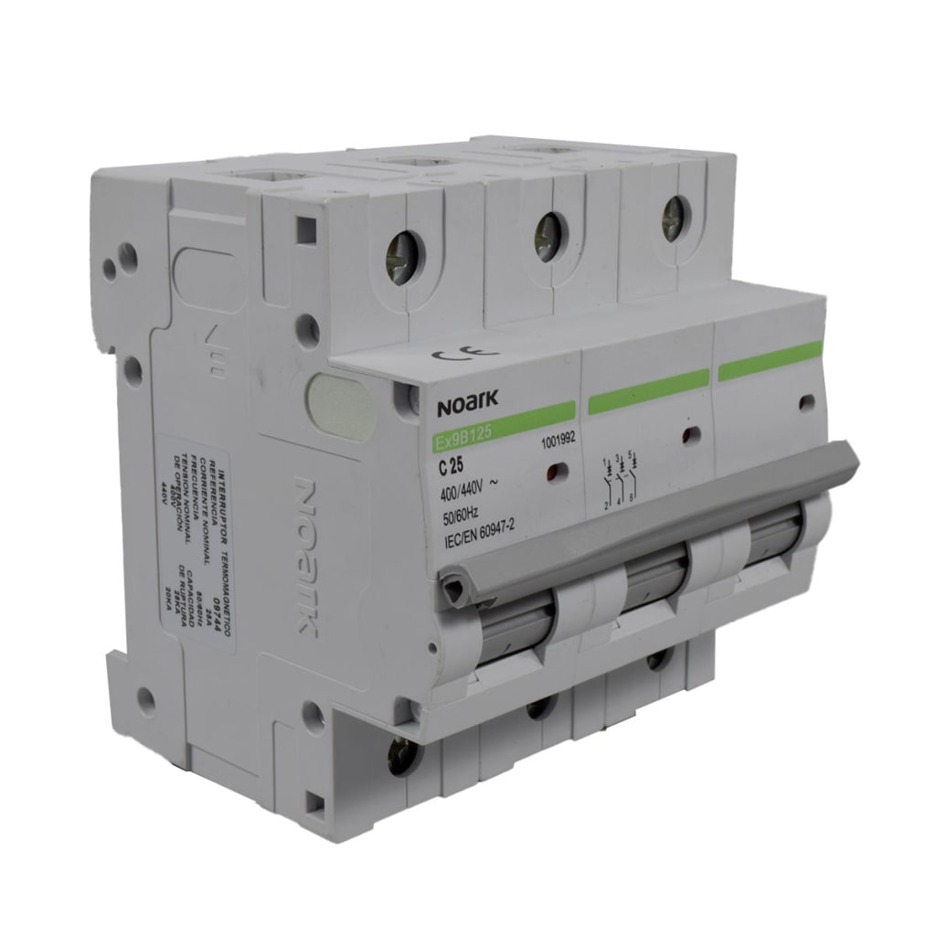 BREAKER PARA RIEL 3X 25A,  CURVA C,  240/400 VAC,  ICU=25KA, ICS=20KA.
