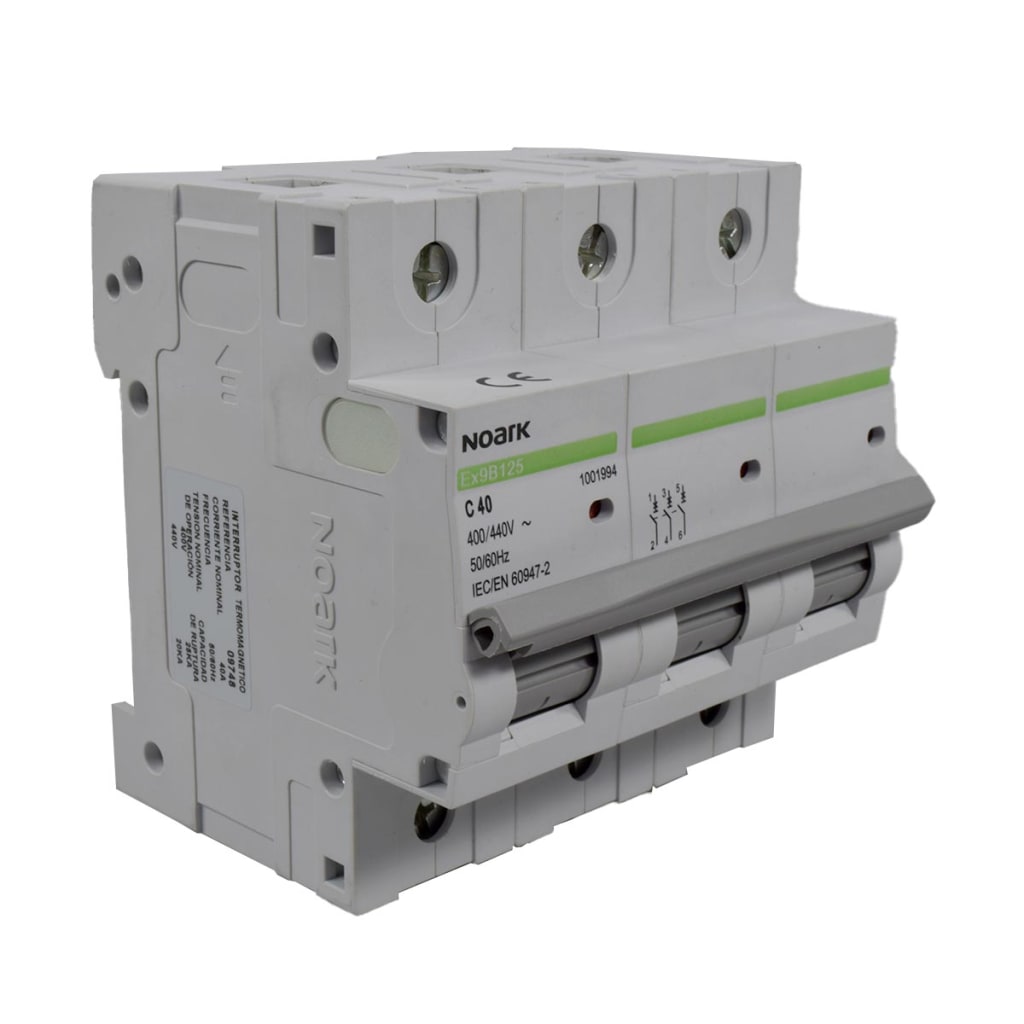 BREAKER PARA RIEL 3X 40A,  CURVA C,  240/400 VAC,  ICU=25KA, ICS=20KA.