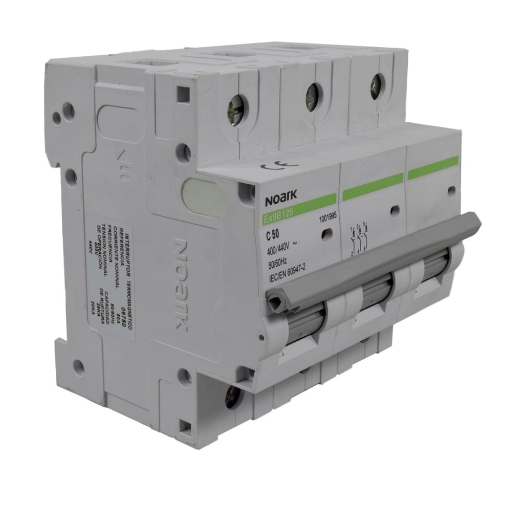 BREAKER PARA RIEL 3X 50A,  CURVA C,  240/400 VAC,  ICU=25KA, ICS=20KA.