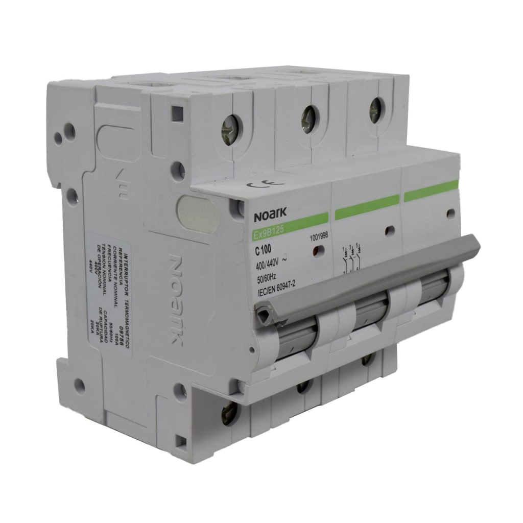 BREAKER PARA RIEL 3X 100A,  CURVA C,  240/400 VAC,  ICU=20KA, ICS=15KA.