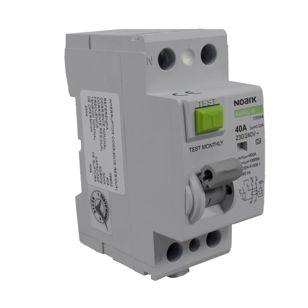 BREAKER DIFERENCIAL 40A, 10KA, CORRIENTE RESIDUAL DE 30MA, 2 POLOS.