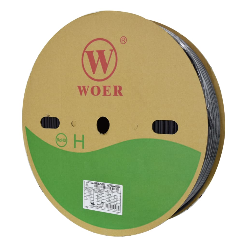 TERMOENCOGIBLE NEGRO 6mm ROLLO/200M UL T125ºC