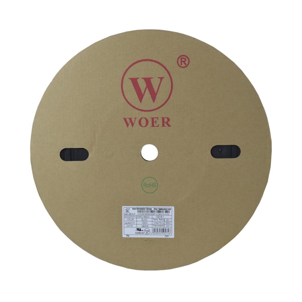 TERMOENCOGIBLE NEGRO 9mm ROLLO/100M UL T125°C