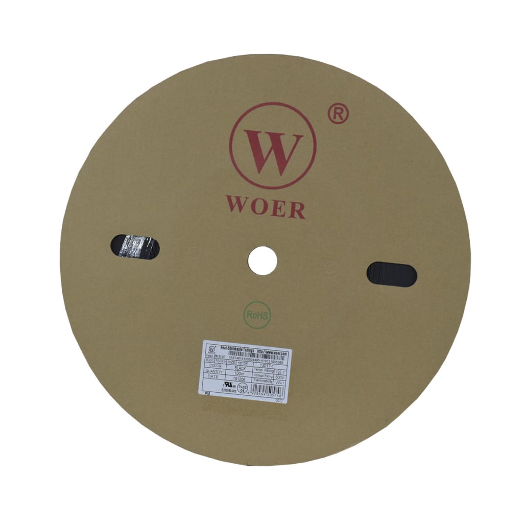 TERMOENCOGIBLE NEGRO 10mm ROLLO/100M UL T125°C