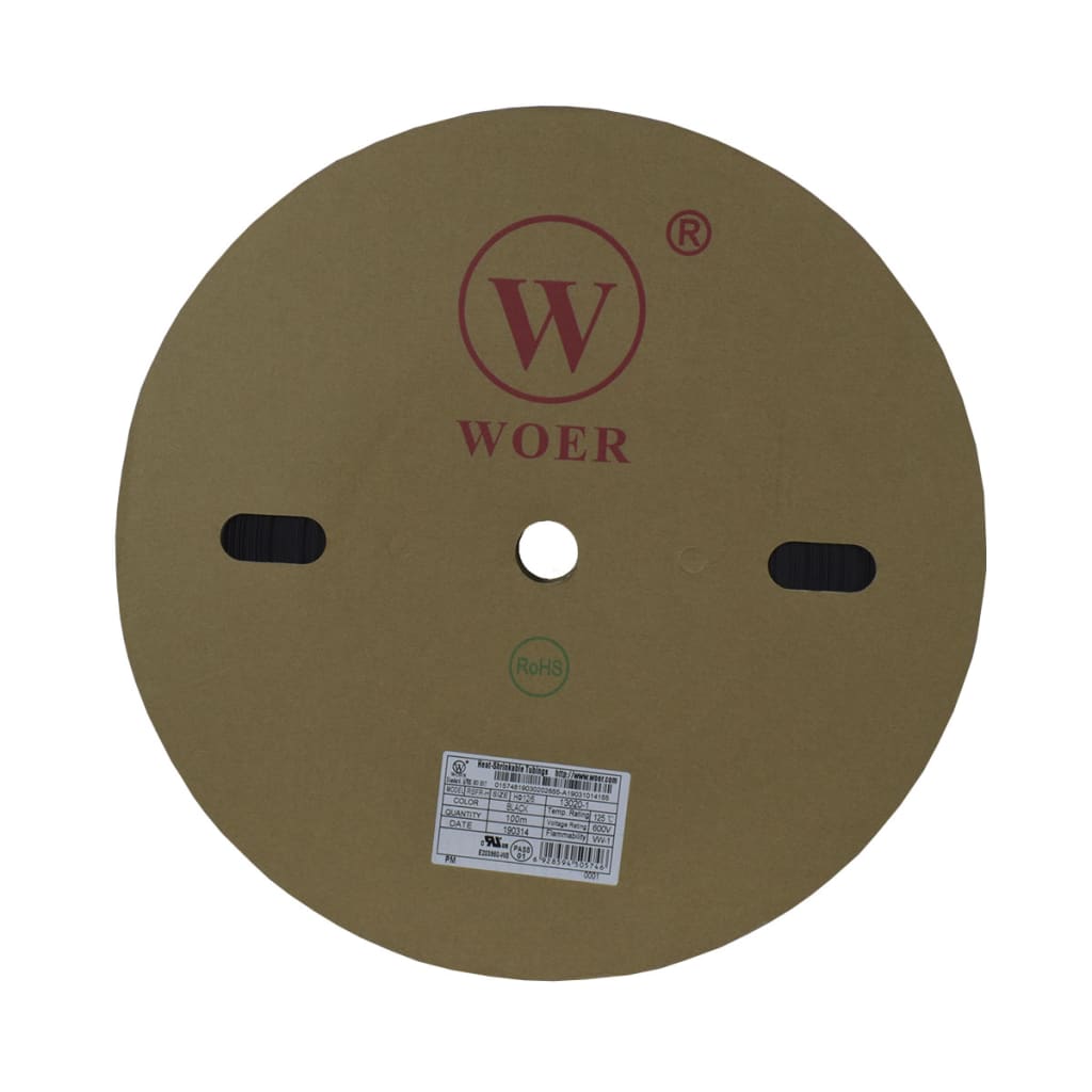 TERMOENCOGIBLE NEGRO 12mm ROLLO/100M UL T125ºC