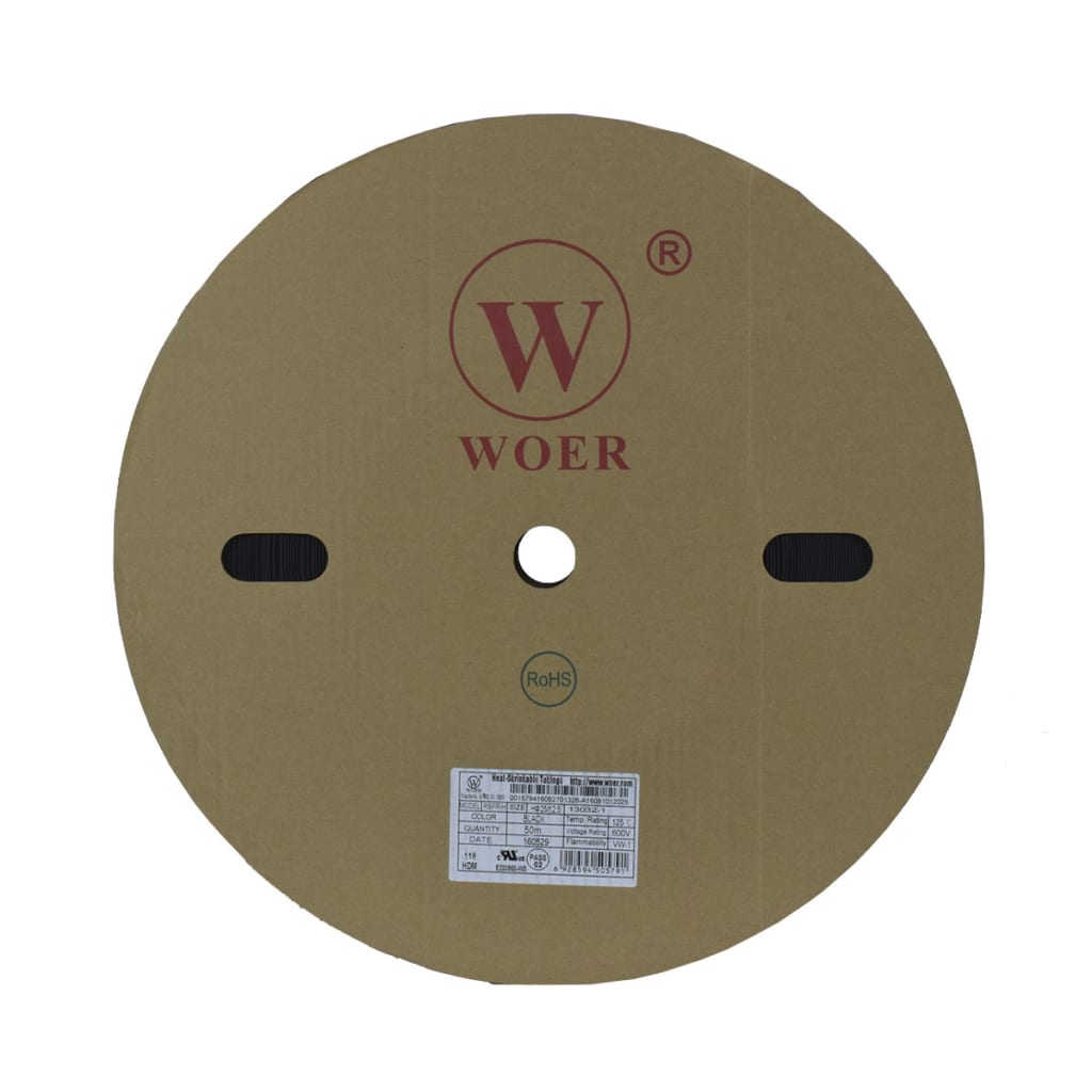 TERMOENCOGIBLE NEGRO 25mm ROLLO/50M UL T125ºC