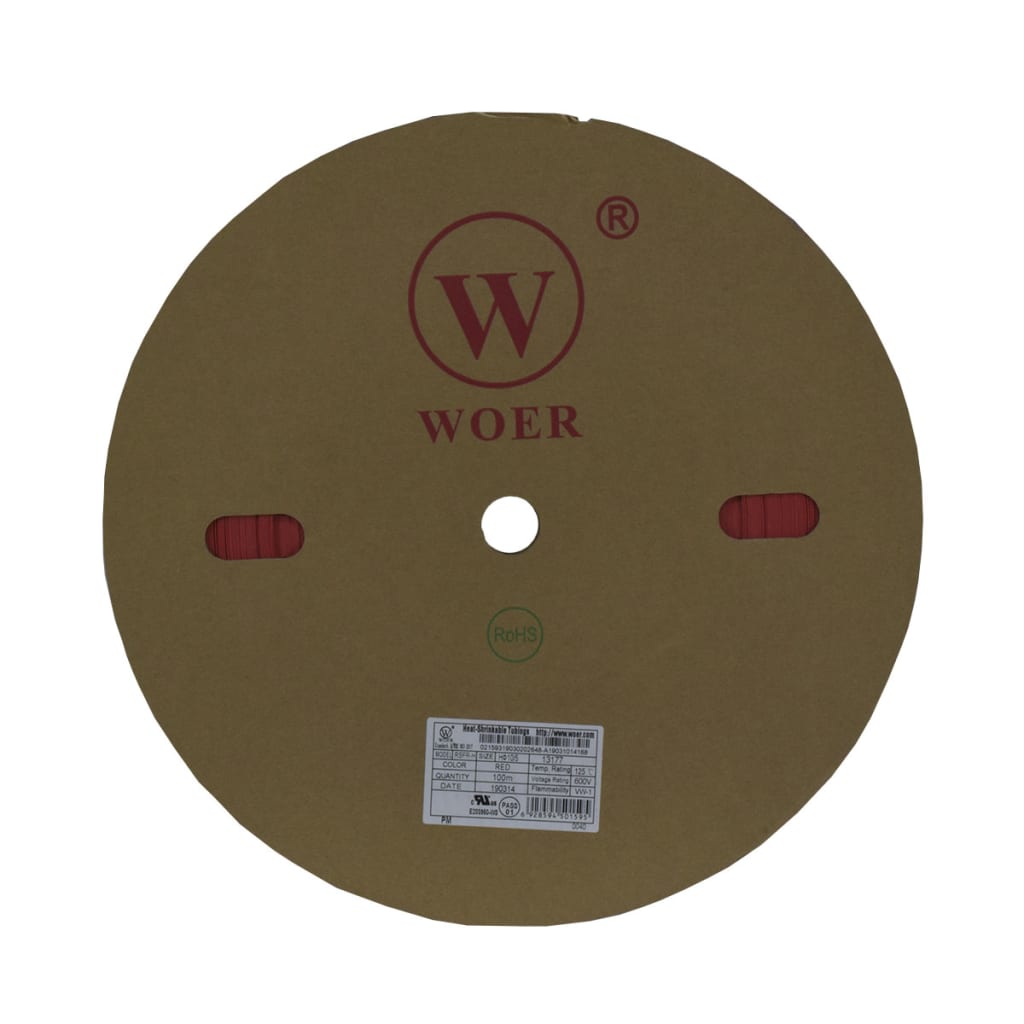 TERMOENCOGIBLE ROJO 10mm ROLLO/100M UL T125°C