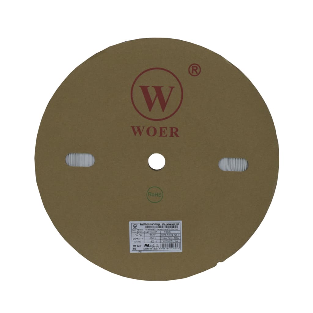TERMOENCOGIBLE BLANCO 10mm ROLLO/100M UL T125°C