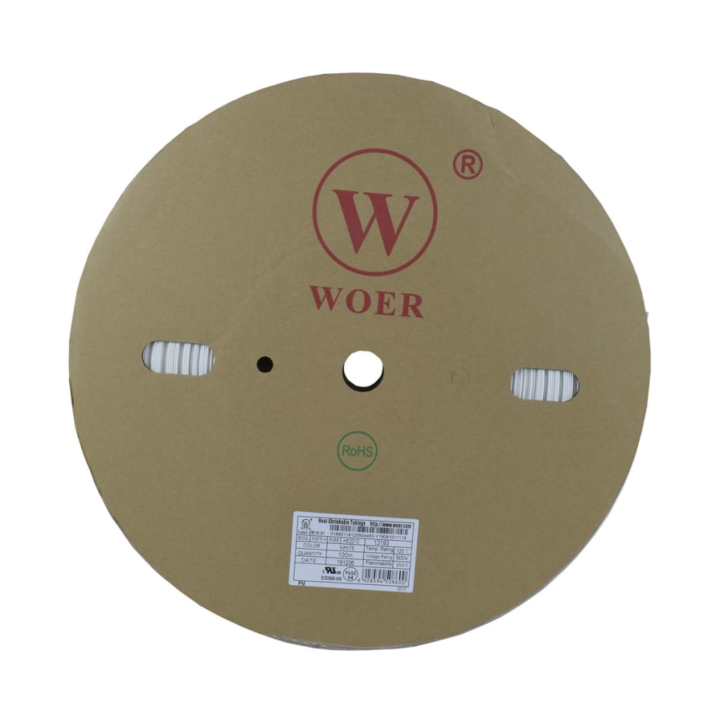 TERMOENCOGIBLE BLANCO 20mm ROLLO/100M UL T125°C