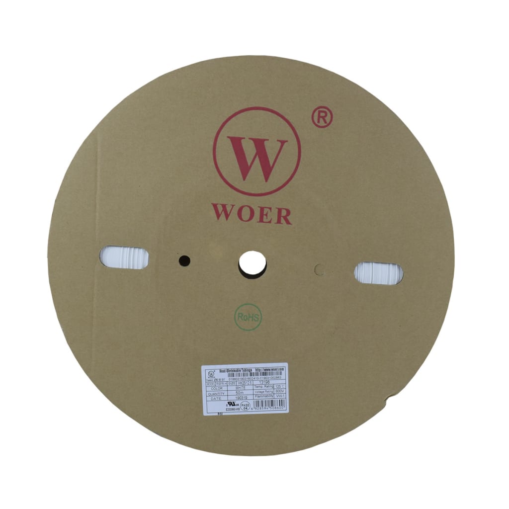 TERMOENCOGIBLE BLANCO 25mm ROLLO/50M UL T125°C