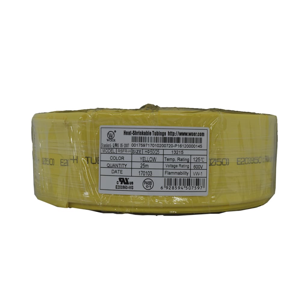 TERMOENCOGIBLE AMARILLO 50mm ROLLO/25M UL T125°C