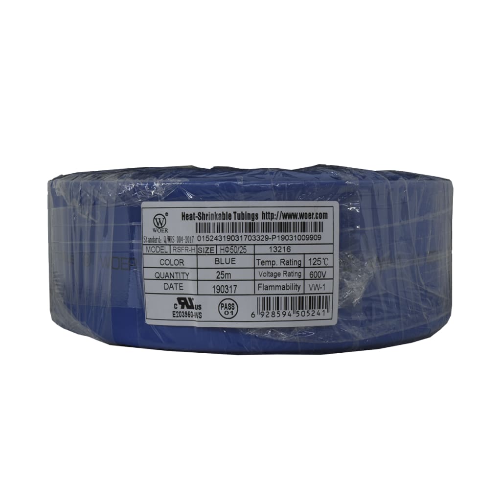 TERMOENCOGIBLE AZUL 50mm ROLLO/25M UL T125°C