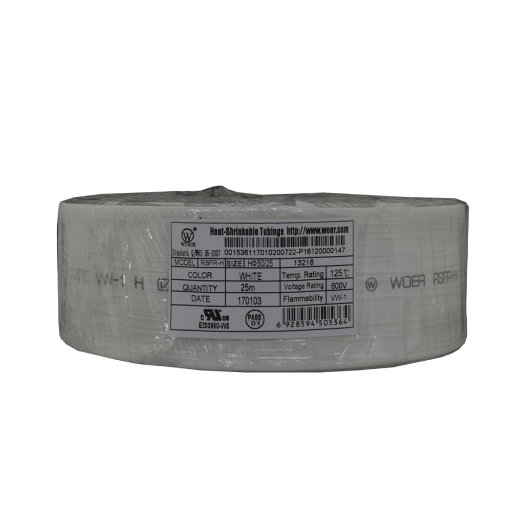TERMOENCOGIBLE BLANCO 50mm ROLLO/25M UL T125°C