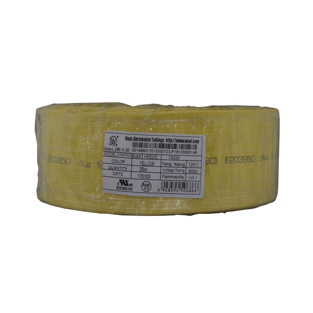 TERMOENCOGIBLE AMARILLO 60mm ROLLO/25M UL T125°C