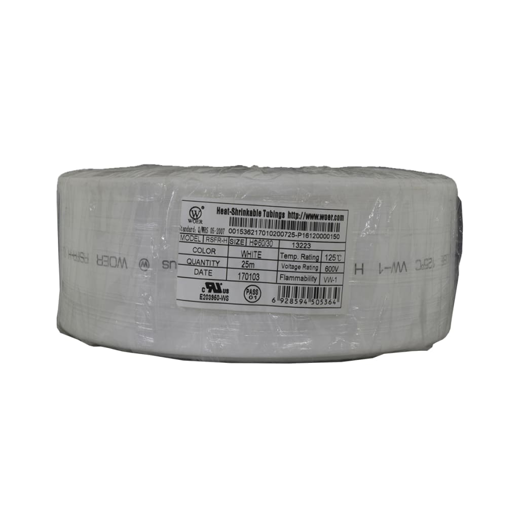 TERMOENCOGIBLE BLANCO 60mm ROLLO/25M UL T125°C