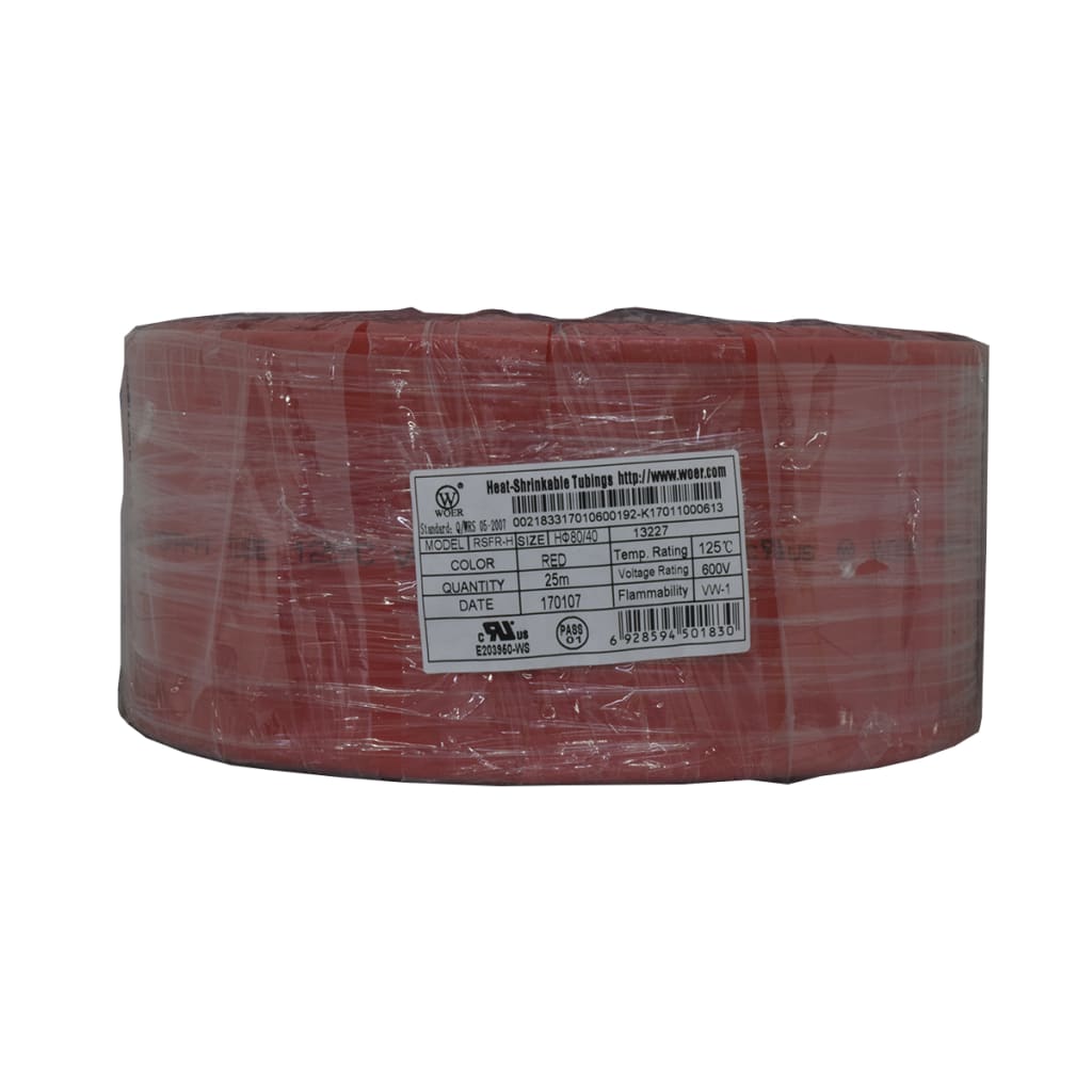 TERMOENCOGIBLE ROJO 80mm ROLLO/25M UL T125°C