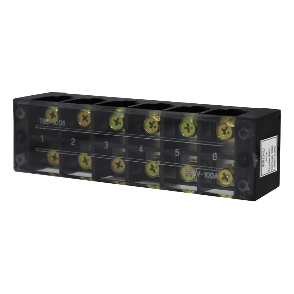 REGLETA TB C/TAPA 6P 100A/600V X 10 UNID