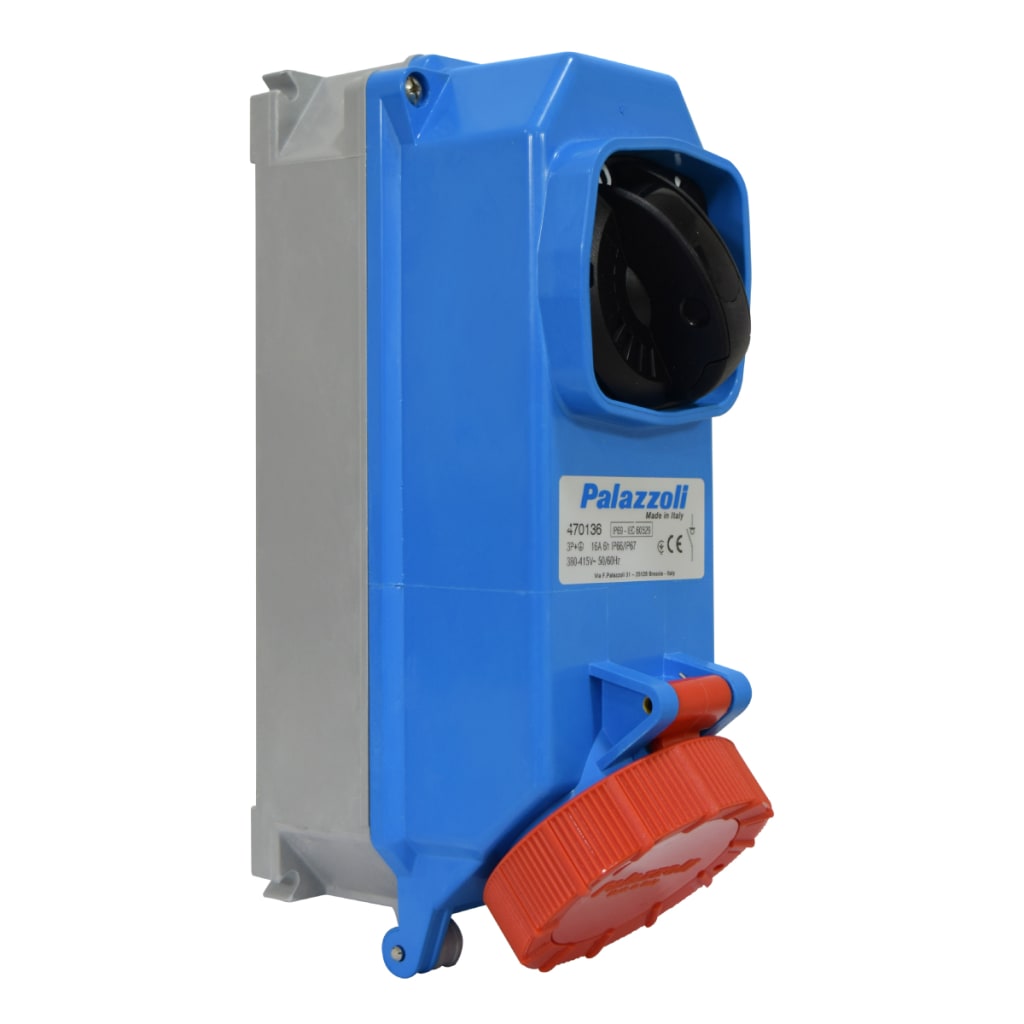 BASE CON INTERR GRP S/PONER  TAIS 4X16A 400V 6H IP67 ROJA