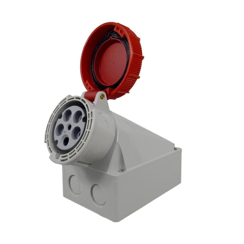 TOMA S/PON 5X63 A 400V IP67 90º ROJO