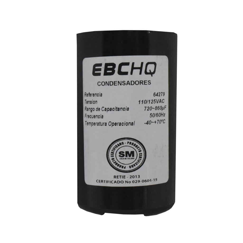 CONDENSADOR ARRANQUE MOTOR 720-860uF 110/125VAC UL