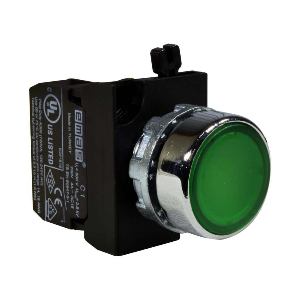 PULSADOR MET VERDE 1NA 250V
