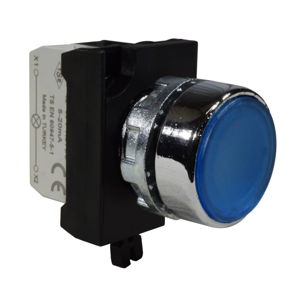 PULSADOR ILUM MET AZUL 1NA PILOTO 12-30VAC/DC
